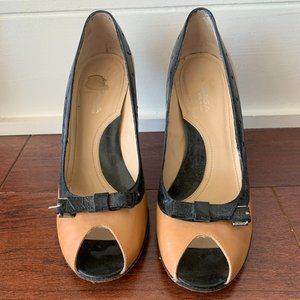 Via Spiga Peep Toe Tan Pump